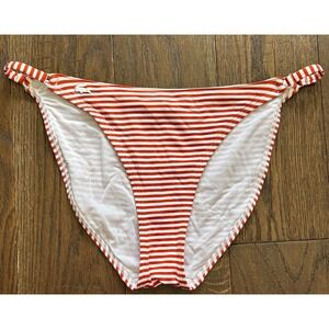 Lacoste Swimsuit Bottoms Striped Bikini Bottoms Orange White‎ Size 42